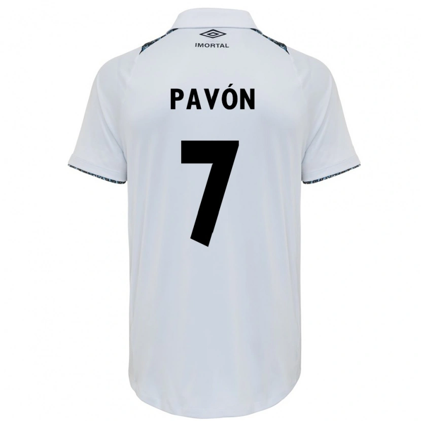Danxen Mulher Camisola Cristian Pavón #7 Branco Azul Alternativa 2025/26 Camisa Brasil