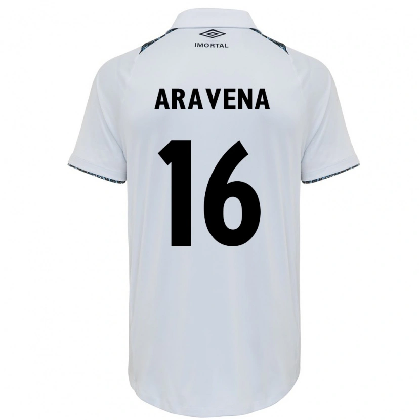Danxen Mulher Camisola Alexander Aravena #16 Branco Azul Alternativa 2025/26 Camisa Brasil
