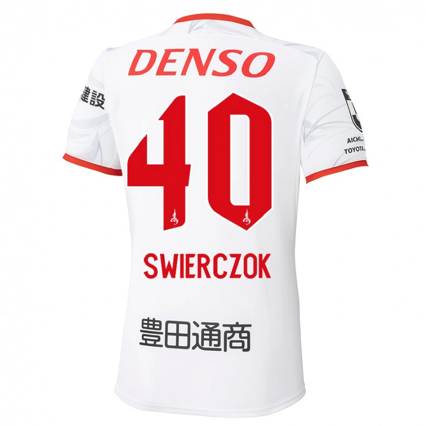 Danxen Mulher Camisola Jakub Swierczok #40 Branco Vermelho Alternativa 2025/26 Camisa Brasil