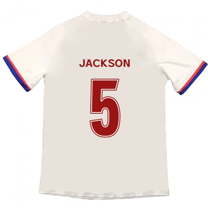 Danxen Mulher Camisola Lachlan Jackson #5 Branco Sujo Vermelho Alternativa 2025/26 Camisa Brasil