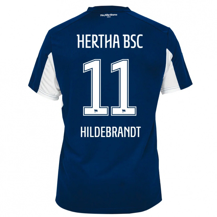 Danxen Mulher Camisola Niklas Hildebrandt #11 Branco Azul Principal 2025/26 Camisa Brasil
