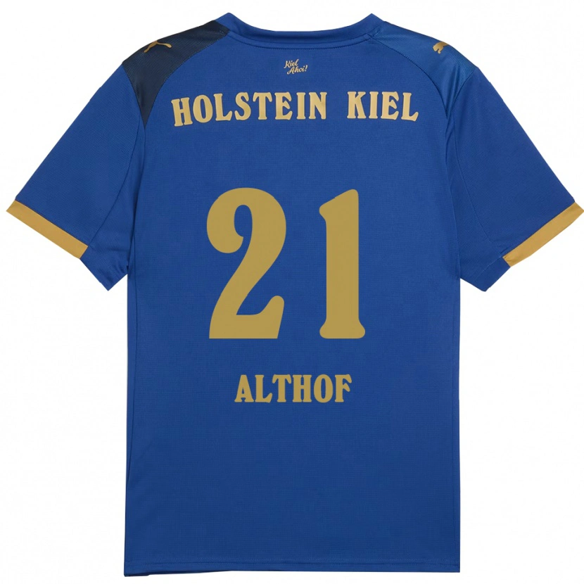 Danxen Mulher Camisola Lea Althof #21 Azul Dourado Principal 2025/26 Camisa Brasil