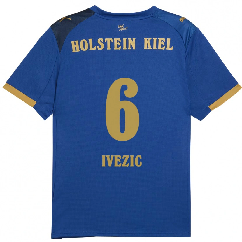 Danxen Mulher Camisola Marko Ivezic #6 Azul Dourado Principal 2025/26 Camisa Brasil