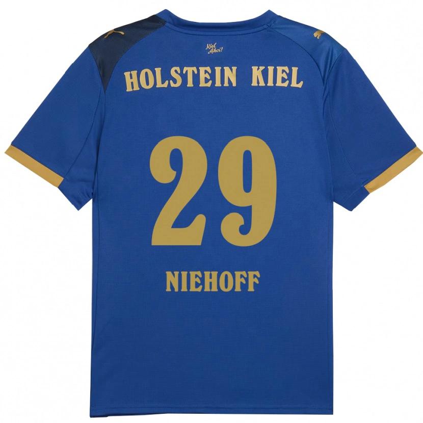 Danxen Mulher Camisola Niklas Niehoff #29 Azul Dourado Principal 2025/26 Camisa Brasil