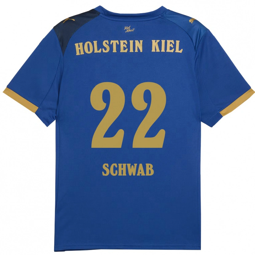 Danxen Mulher Camisola Stefan Schwab #22 Azul Dourado Principal 2025/26 Camisa Brasil