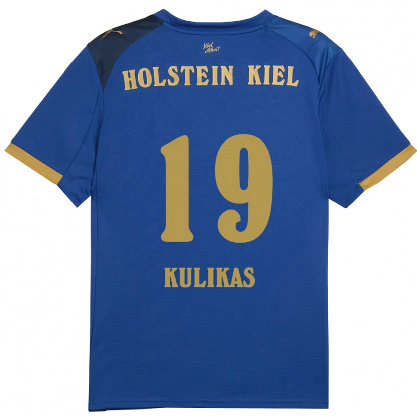 Danxen Mulher Camisola Laurynas Kulikas #19 Azul Dourado Principal 2025/26 Camisa Brasil