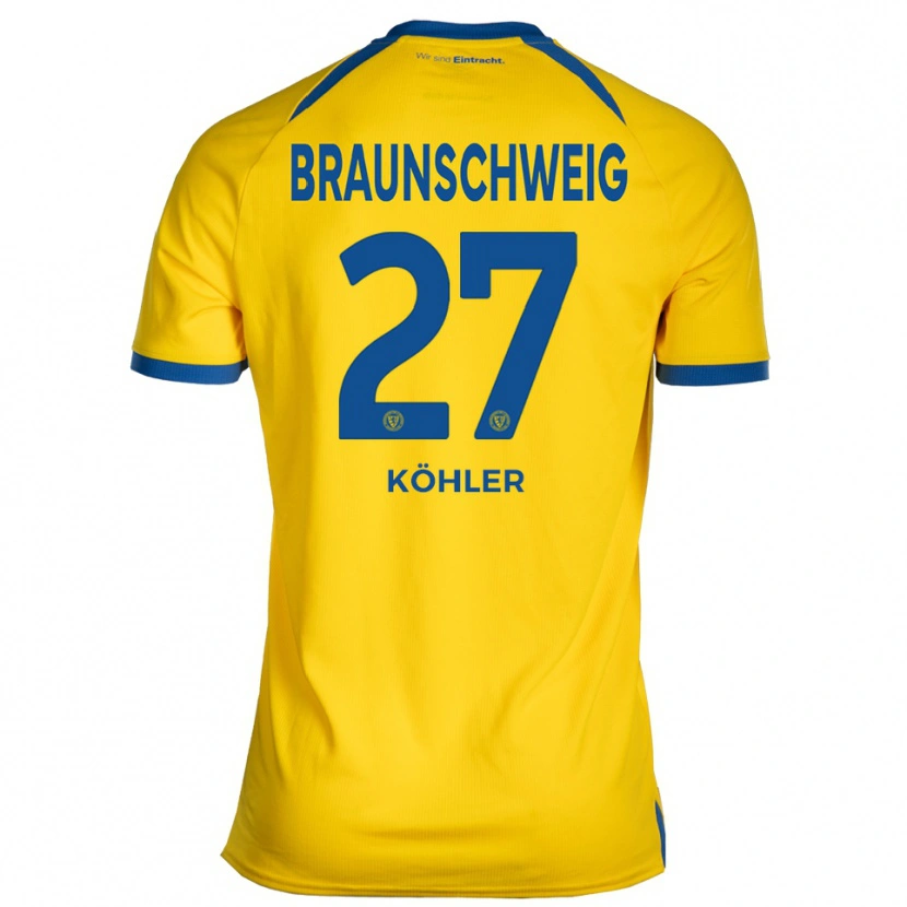 Danxen Mulher Camisola Sven Köhler #27 Amarelo Azul Principal 2025/26 Camisa Brasil