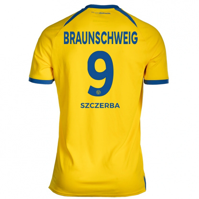 Danxen Mulher Camisola Kacper Szczerba #9 Amarelo Azul Principal 2025/26 Camisa Brasil