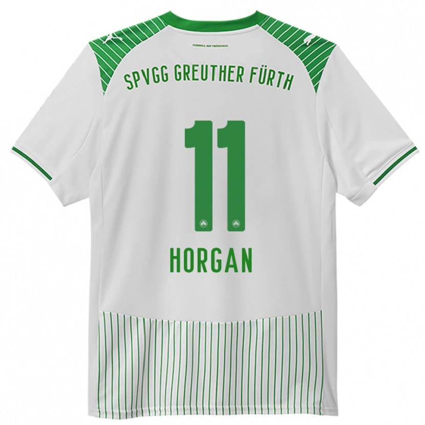 Danxen Mulher Camisola Finn Horgan #11 Branco Verde Principal 2025/26 Camisa Brasil