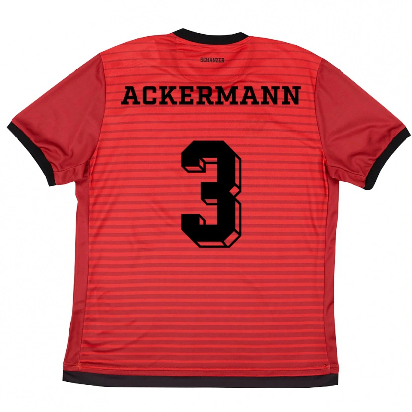 Danxen Mulher Camisola Tom Ackermann #3 Vermelho Preto Principal 2025/26 Camisa Brasil