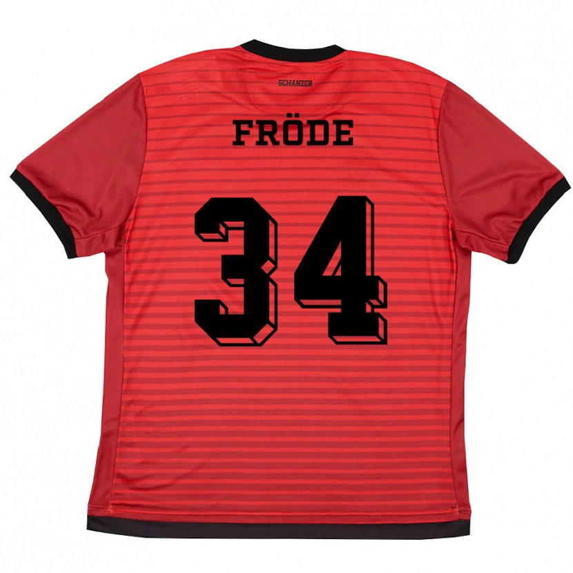Danxen Mulher Camisola Lukas Fröde #34 Vermelho Preto Principal 2025/26 Camisa Brasil