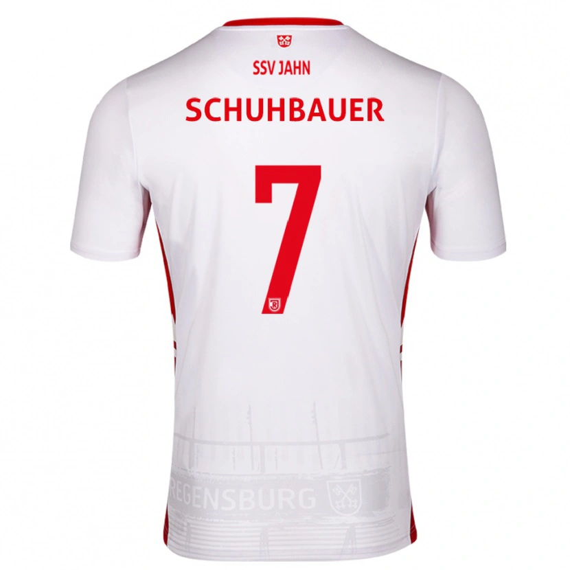 Danxen Mulher Camisola Simon Schuhbauer #7 Branco Vermelho Principal 2025/26 Camisa Brasil