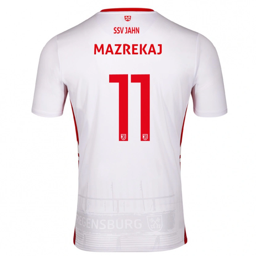 Danxen Mulher Camisola Abaz Mazrekaj #11 Branco Vermelho Principal 2025/26 Camisa Brasil