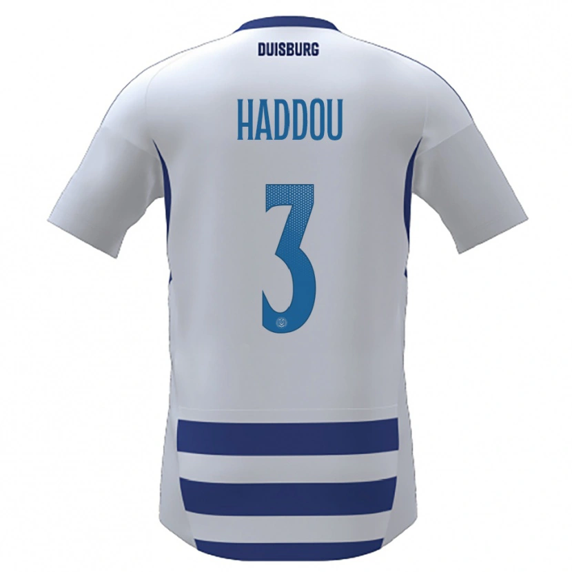 Danxen Mulher Camisola Reda Haddou #3 Branco Azul Principal 2025/26 Camisa Brasil