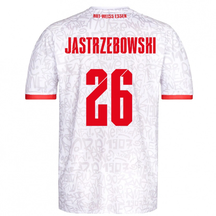 Danxen Mulher Camisola Oliver Jastrzebowski #26 Branco Vermelho Principal 2025/26 Camisa Brasil