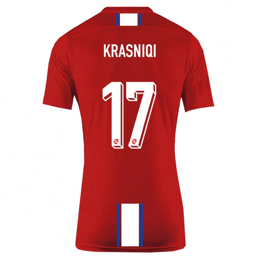 Danxen Mulher Camisola Ermal Krasniqi #17 Vermelho Branco Principal 2025/26 Camisa Brasil