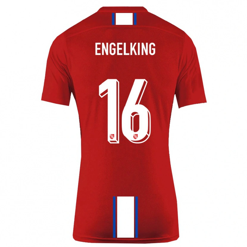 Danxen Mulher Camisola Torben Engelking #16 Vermelho Branco Principal 2025/26 Camisa Brasil