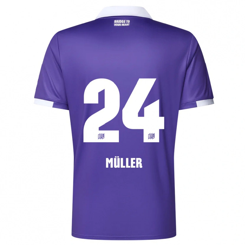 Danxen Mulher Camisola Jannik Müller #24 Roxo Branco Principal 2025/26 Camisa Brasil