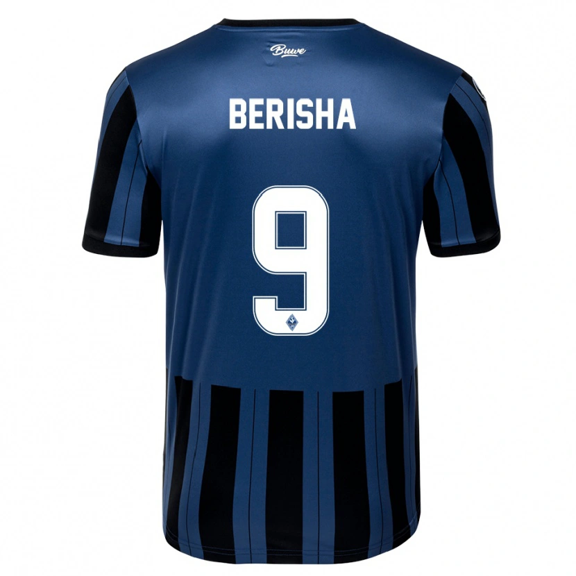 Danxen Mulher Camisola Leotrim Berisha #9 Azul Cinzento Preto Principal 2025/26 Camisa Brasil