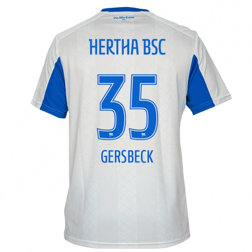 Danxen Mulher Camisola Marius Gersbeck #35 Branco Azul Alternativa 2025/26 Camisa Brasil