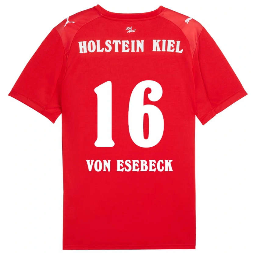 Danxen Mulher Camisola Oskar Von Esebeck #16 Vermelho Azul Alternativa 2025/26 Camisa Brasil