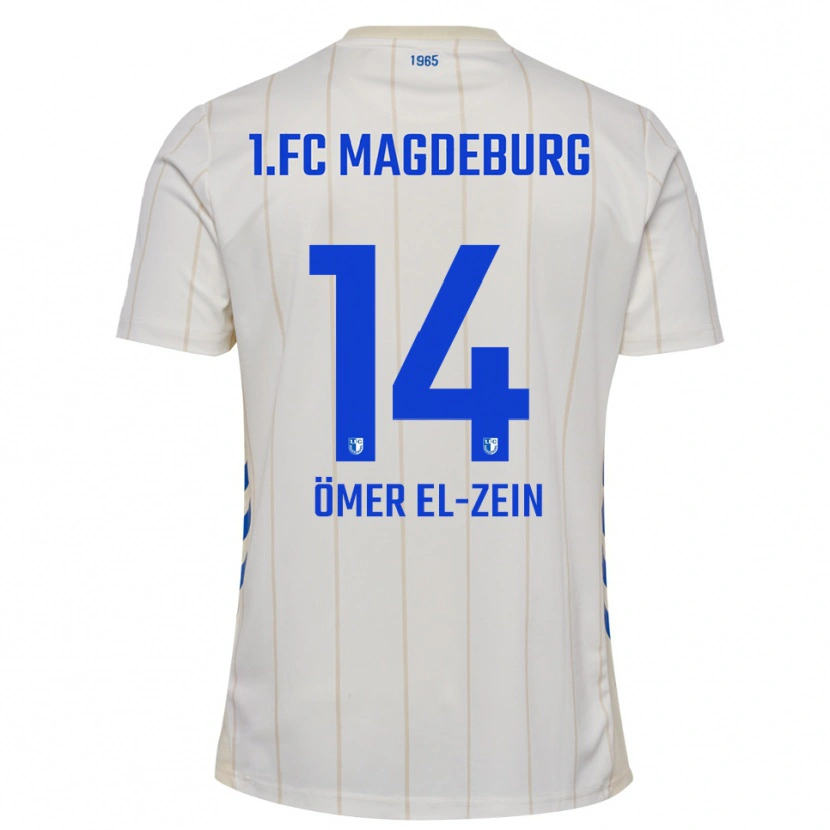 Danxen Mulher Camisola Abu-Bekir Ömer El-Zein #14 Branco Azul Alternativa 2025/26 Camisa Brasil