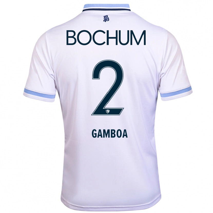 Danxen Mulher Camisola Cristian Gamboa #2 Branco Azul Celeste Alternativa 2025/26 Camisa Brasil