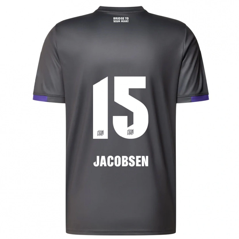 Danxen Mulher Camisola Bjarke Jacobsen #15 Cinzento Roxo Alternativa 2025/26 Camisa Brasil