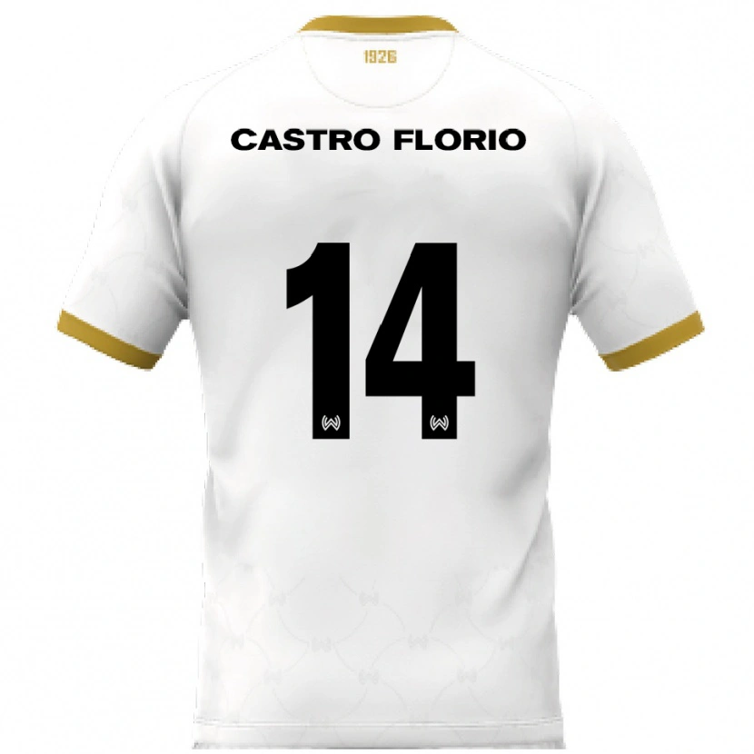 Danxen Mulher Camisola Giancarlo Castro Florio #14 Branco Dourado Alternativa 2025/26 Camisa Brasil