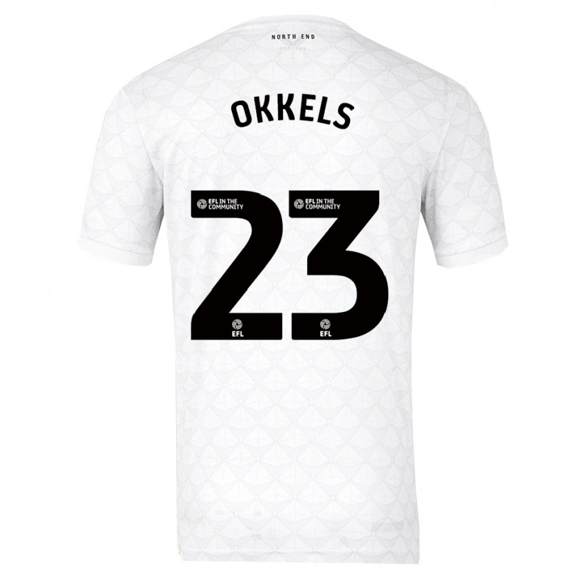 Danxen Criança Camisola Jeppe Okkels #23 Branco Vermelho Principal 2025/26 Camisa Brasil