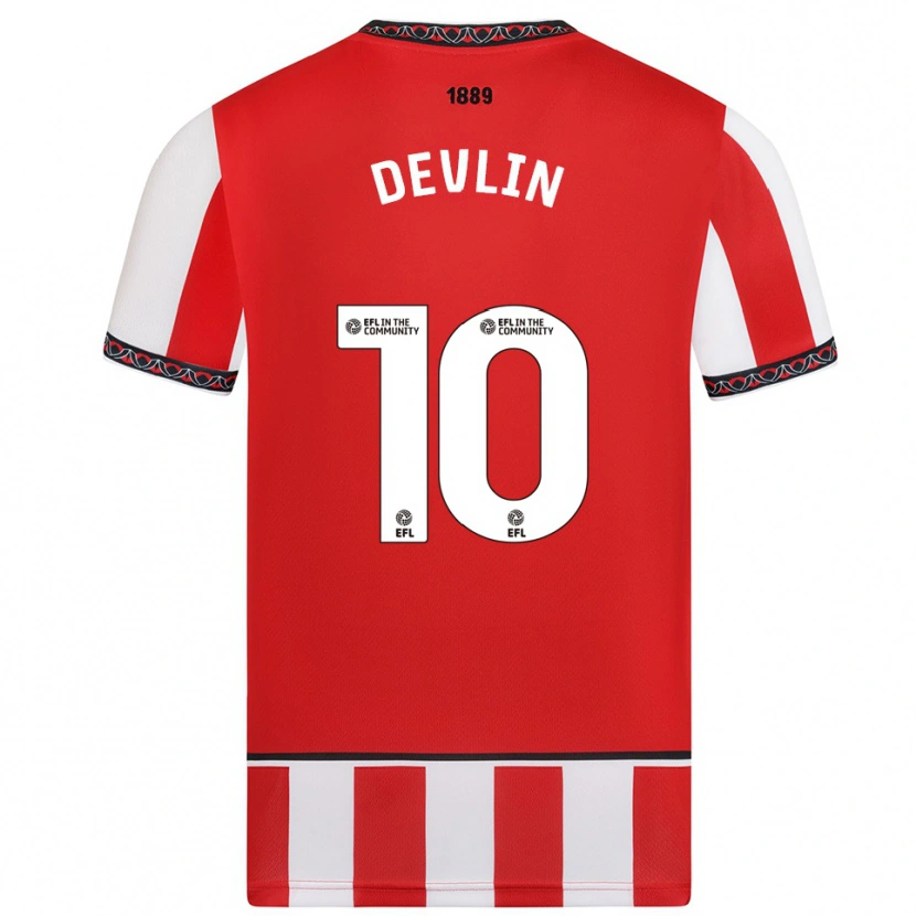 Danxen Criança Camisola Charlie Devlin #10 Vermelho Branco Principal 2025/26 Camisa Brasil