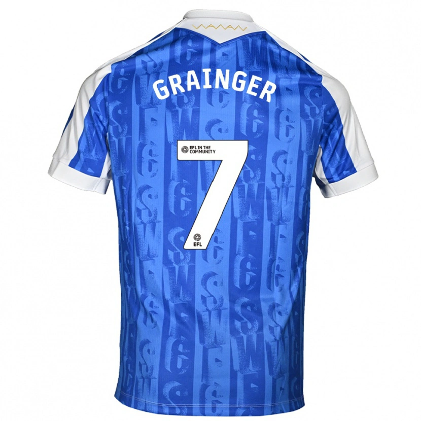 Danxen Criança Camisola William Grainger #7 Azul Branco Principal 2025/26 Camisa Brasil
