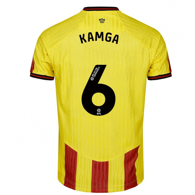 Danxen Criança Camisola Ian Kamga #6 Amarelo Vermelho Principal 2025/26 Camisa Brasil