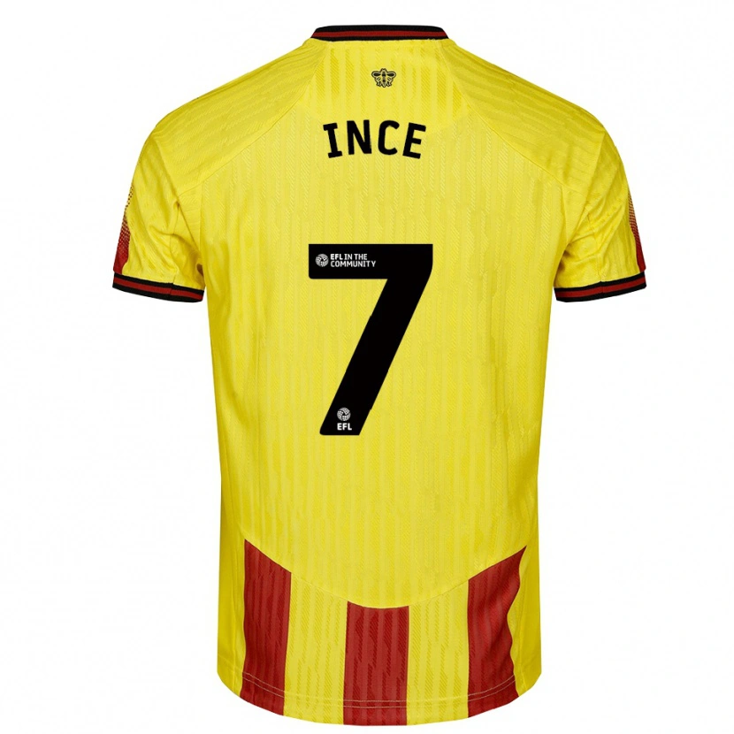 Danxen Criança Camisola Tom Ince #7 Amarelo Vermelho Principal 2025/26 Camisa Brasil