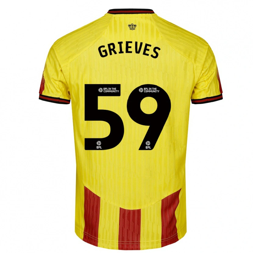 Danxen Criança Camisola Jack Grieves #59 Amarelo Vermelho Principal 2025/26 Camisa Brasil