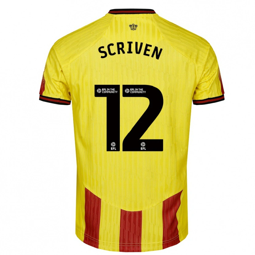 Danxen Criança Camisola Jonny Scriven #12 Amarelo Vermelho Principal 2025/26 Camisa Brasil