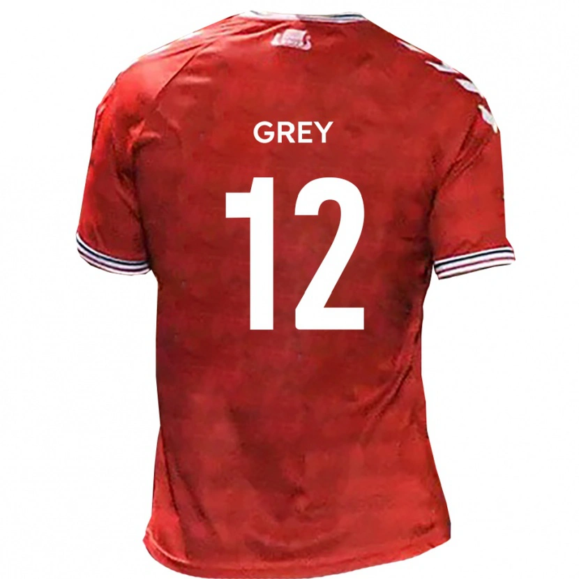 Danxen Criança Camisola Joe Grey #12 Vermelho Branco Principal 2025/26 Camisa Brasil