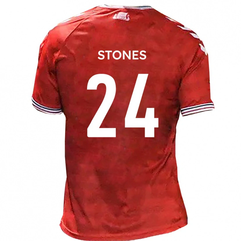 Danxen Criança Camisola Josh Stones #24 Vermelho Branco Principal 2025/26 Camisa Brasil