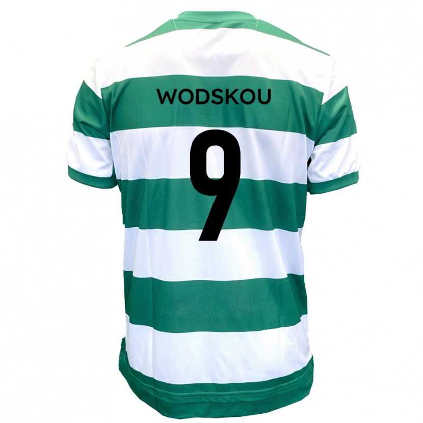 Danxen Criança Camisola Ben Wodskou #9 Verde Branco Principal 2025/26 Camisa Brasil
