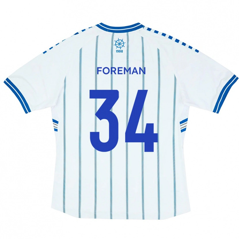 Danxen Criança Camisola Kian Foreman #34 Branco Azul Principal 2025/26 Camisa Brasil