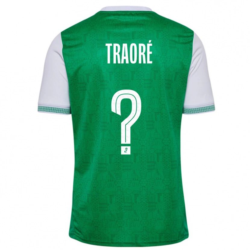 Danxen Criança Camisola Aboubakar Traoré #0 Verde Branco Principal 2025/26 Camisa Brasil