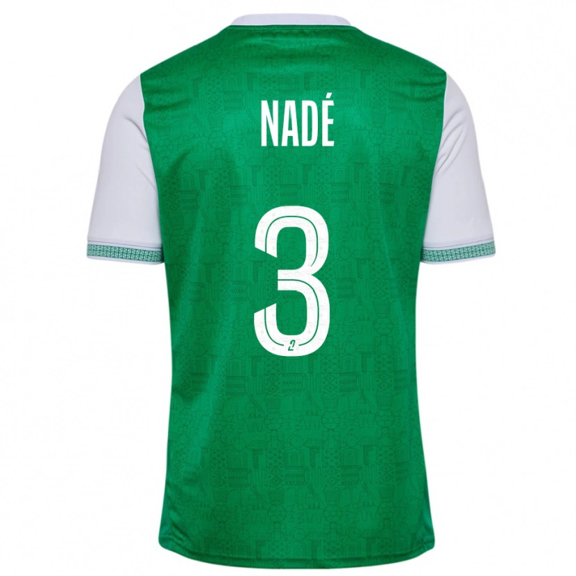 Danxen Criança Camisola Mickaël Nadé #3 Verde Branco Principal 2025/26 Camisa Brasil