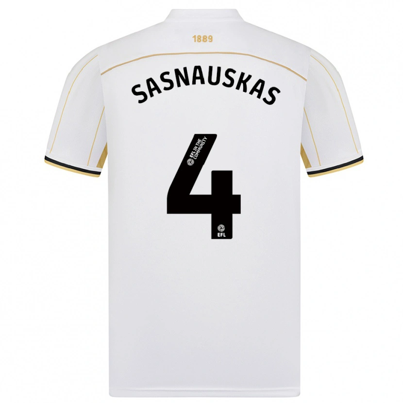 Danxen Criança Camisola Dovydas Sasnauskas #4 Branco Dourado Alternativa 2025/26 Camisa Brasil