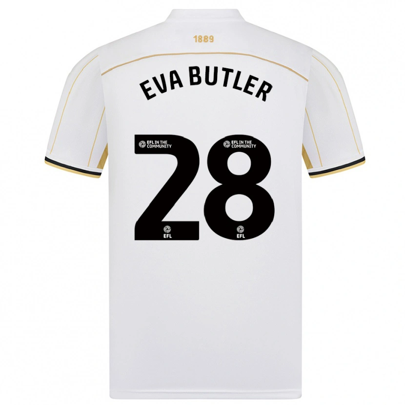 Danxen Criança Camisola Eva Butler #28 Branco Dourado Alternativa 2025/26 Camisa Brasil