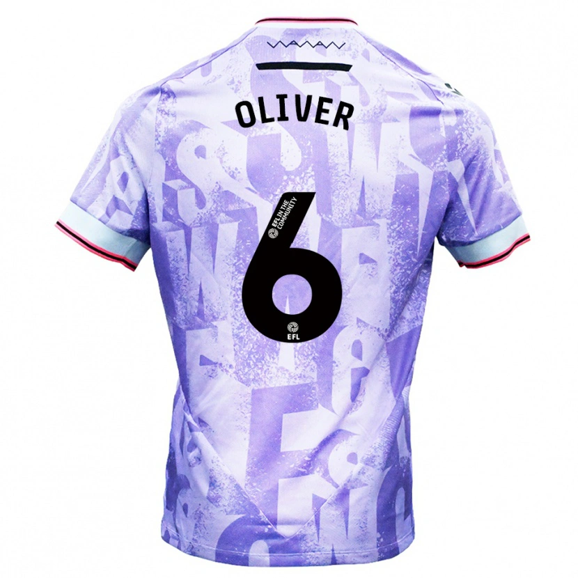 Danxen Criança Camisola Denny Oliver #6 Lilás Branco Alternativa 2025/26 Camisa Brasil