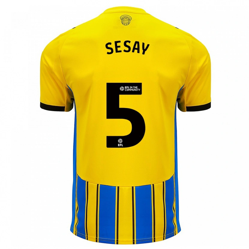 Danxen Criança Camisola Moses Sesay #5 Azul Amarelo Alternativa 2025/26 Camisa Brasil