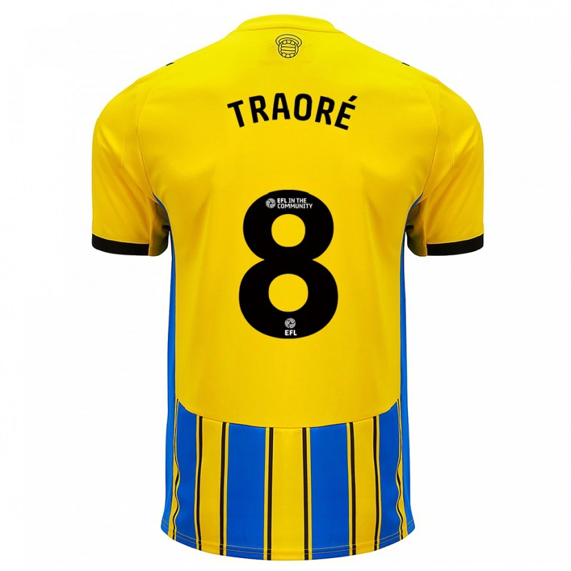 Danxen Criança Camisola Daouda Traoré #8 Azul Amarelo Alternativa 2025/26 Camisa Brasil