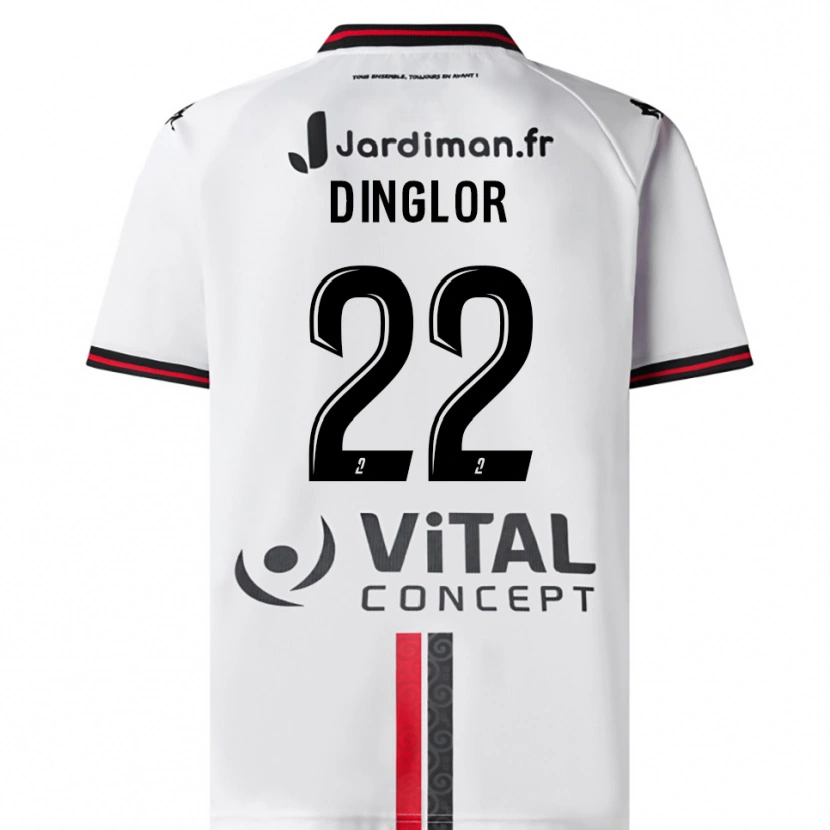 Danxen Criança Camisola Elodie Dinglor #22 Branco Vermelho Alternativa 2025/26 Camisa Brasil