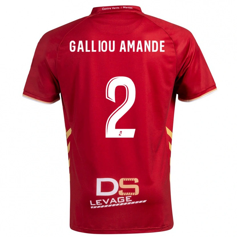 Danxen Criança Camisola Noa Galliou Amande #2 Borgonha Dourado Alternativa 2025/26 Camisa Brasil