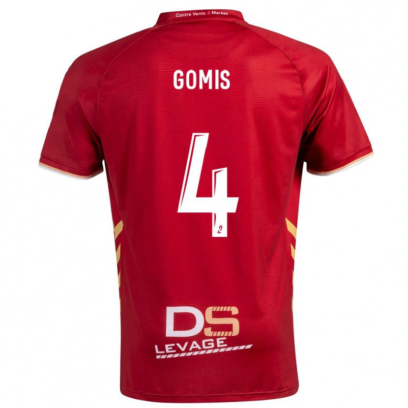 Danxen Criança Camisola Chrome Gomis #4 Borgonha Dourado Alternativa 2025/26 Camisa Brasil